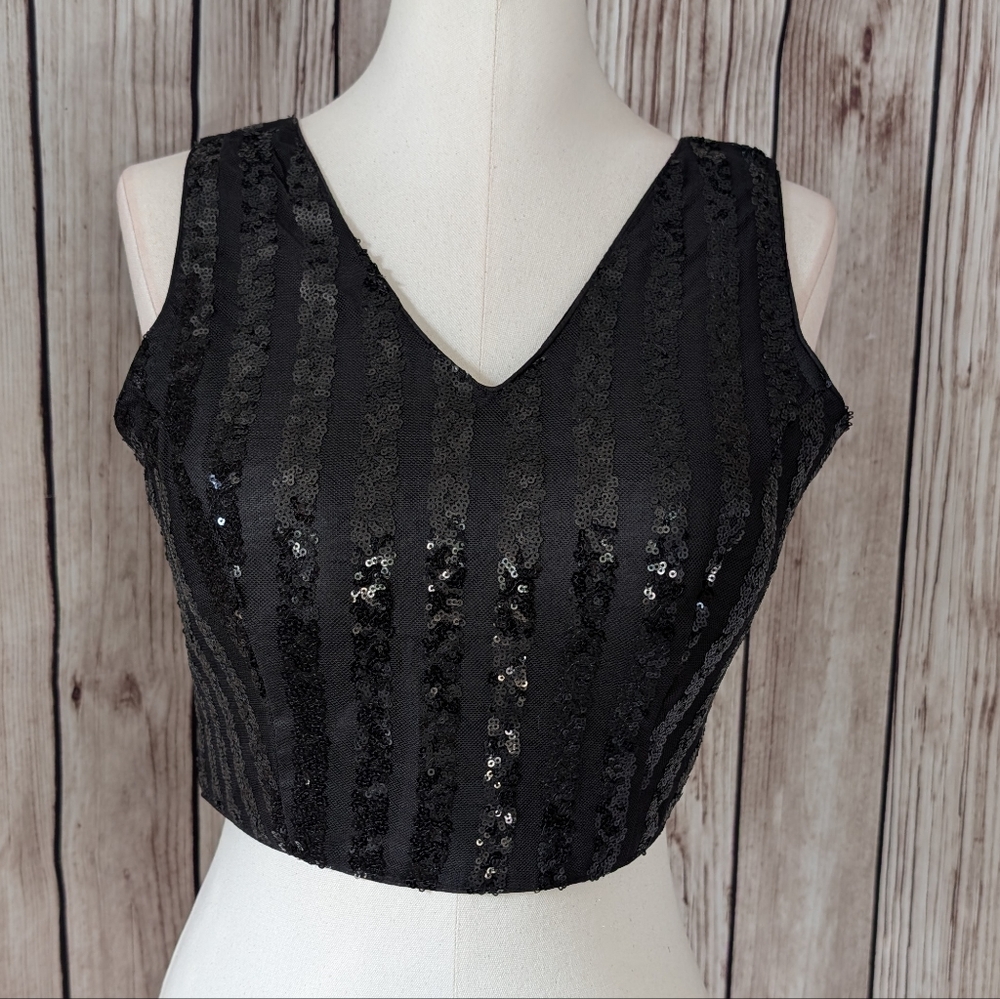 Blaack Sequin Crop Top | Saree Blouse | Choli | Readymade